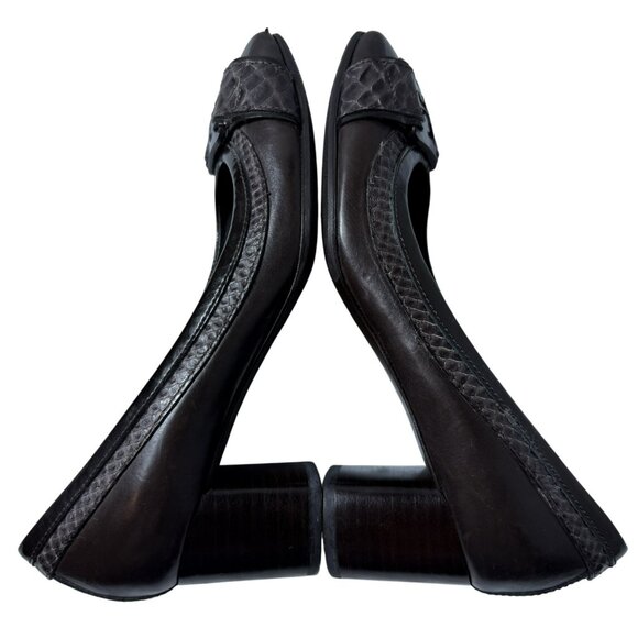 Tory Burch “Rita” Brown Leather Heels | Logo Detail | Size 5.5M - Picture 4 of 8